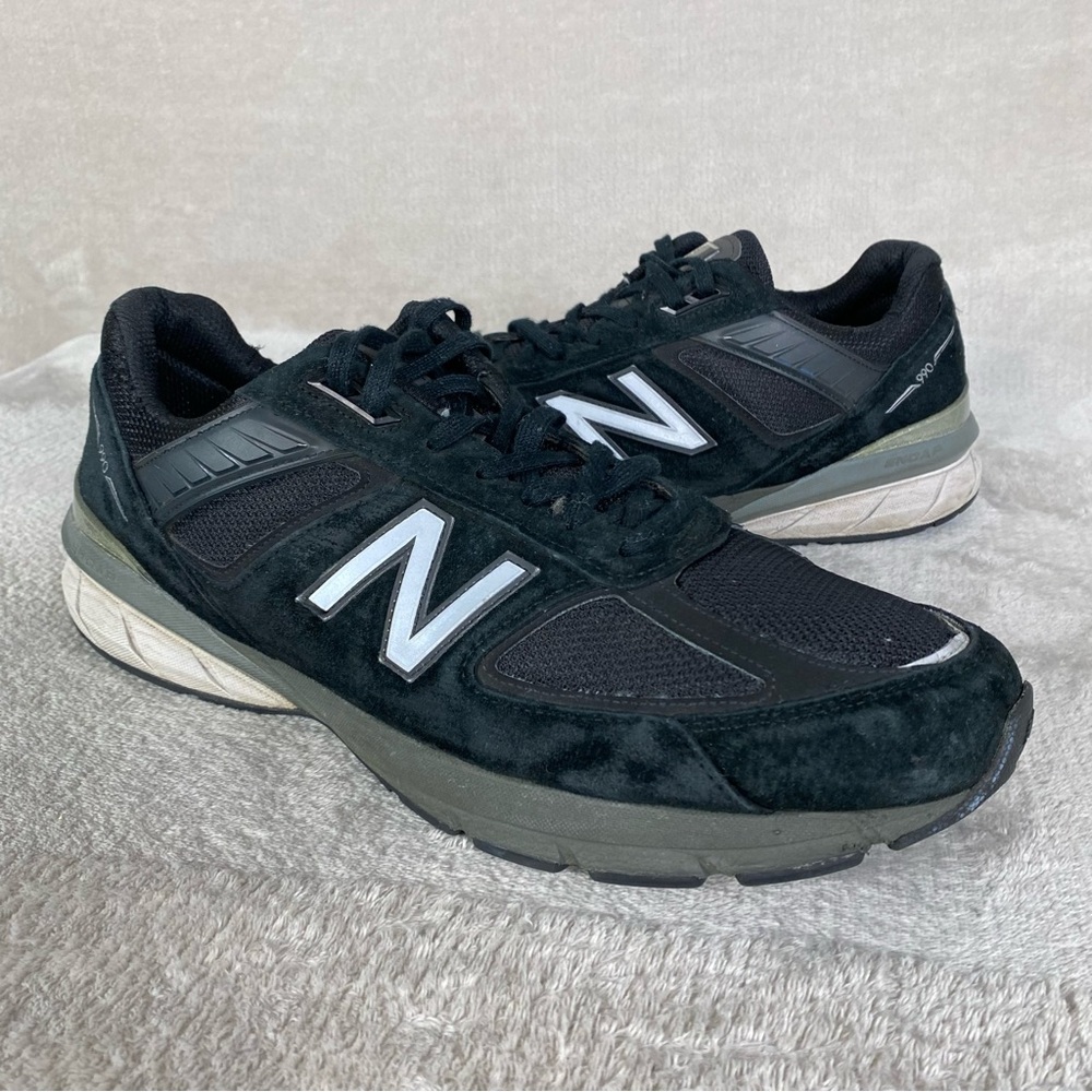 New Balance 990v5 Shoes Mens Size 14 Black Suede Made In USA Sneakers M990BK5 - Picture 3 of 10